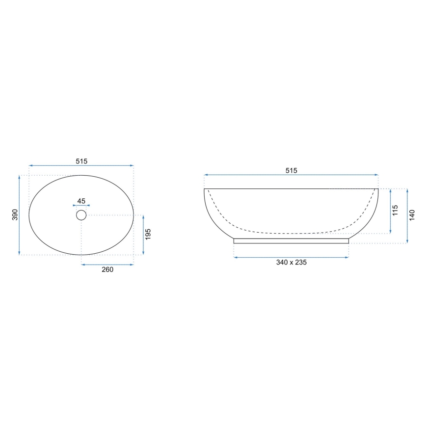 REA-U8198 - Lavabo sobre encimera CAROLA SLIM 39x51,5 cm cerámica/blanco brillante