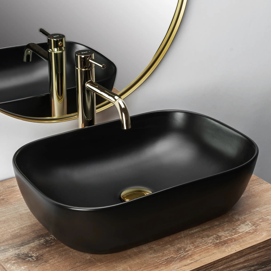 REA-U8470 - Lavabo sobre encimera BELINDA 33,5x46,5 cm cerámica/negro mate