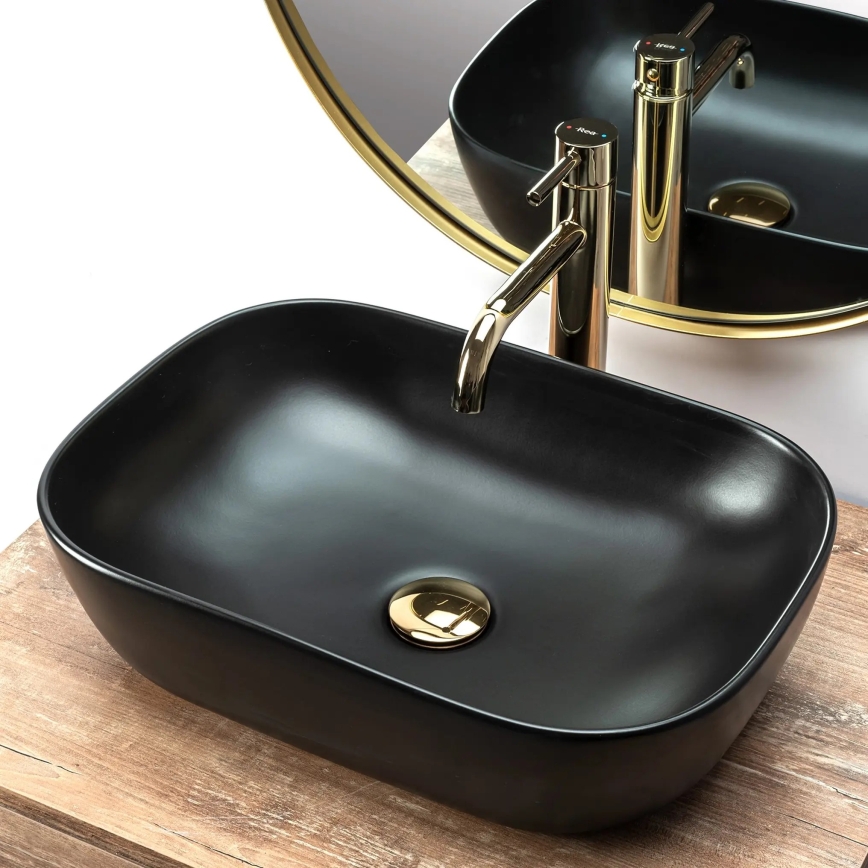 REA-U8470 - Lavabo sobre encimera BELINDA 33,5x46,5 cm cerámica/negro mate
