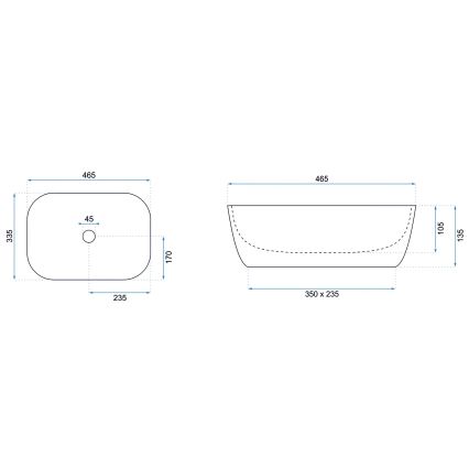 REA-U8470 - Lavabo sobre encimera BELINDA 33,5x46,5 cm cerámica/negro mate