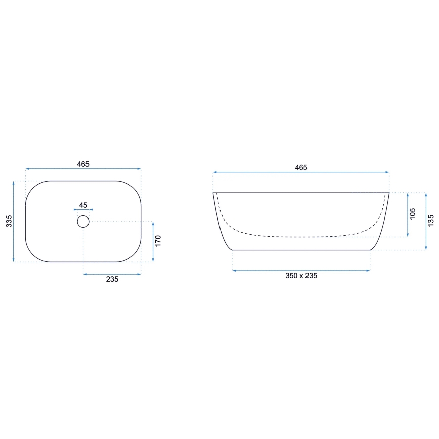 REA-U8470 - Lavabo sobre encimera BELINDA 33,5x46,5 cm cerámica/negro mate