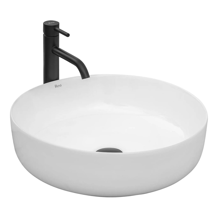 REA-U8493 - Lavabo sobre encimera ELMA Ø 45 cm, cerámica, blanco brillante