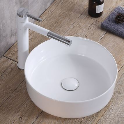 REA-U8493 - Lavabo sobre encimera ELMA Ø 45 cm, cerámica, blanco brillante
