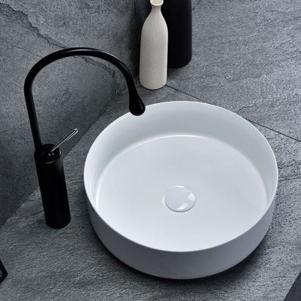 REA-U8493 - Lavabo sobre encimera ELMA Ø 45 cm, cerámica, blanco brillante