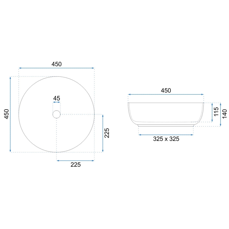 REA-U8493 - Lavabo sobre encimera ELMA Ø 45 cm, cerámica, blanco brillante