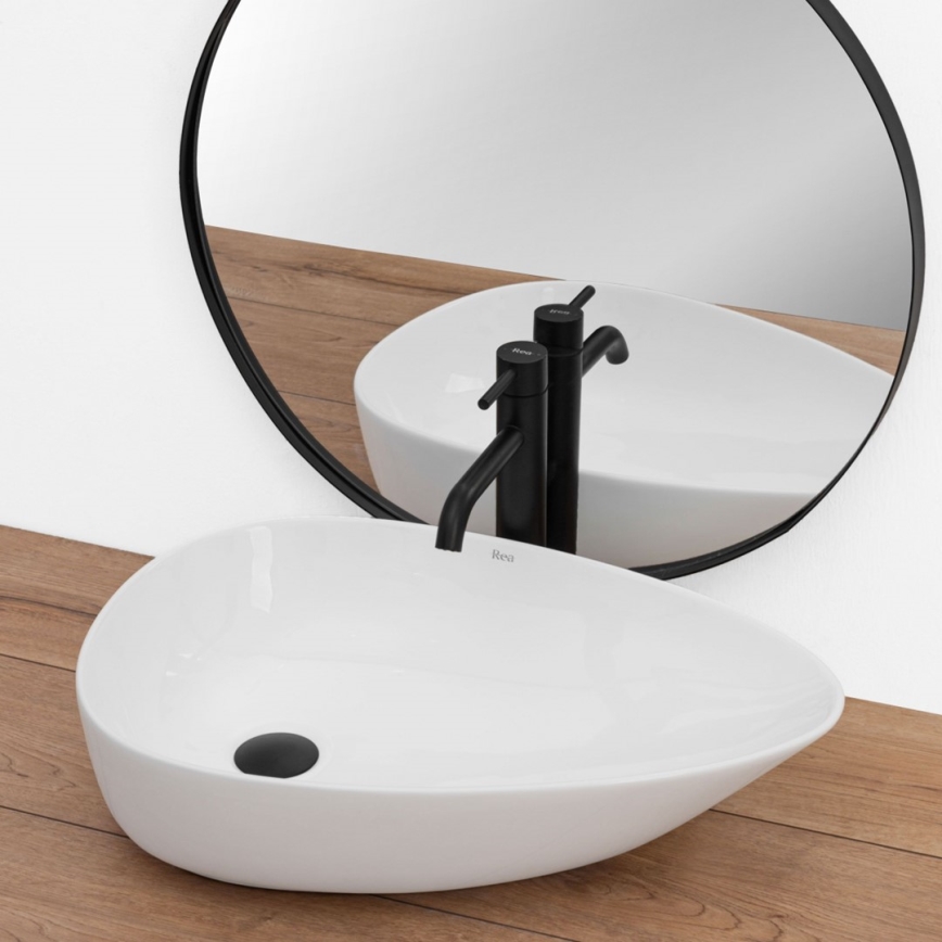 REA-U8536 - Lavabo sobre encimera GRETA 39x56 cm cerámica/blanco brillante