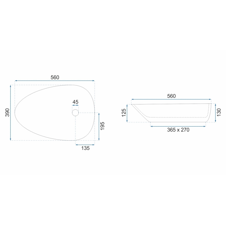 REA-U8536 - Lavabo sobre encimera GRETA 39x56 cm cerámica/blanco brillante
