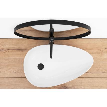 REA-U8537 - Lavabo para encimera GRETA 40 x 65,5 cm cerámica/blanco brillante