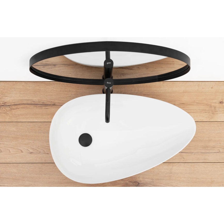 REA-U8537 - Lavabo para encimera GRETA 40 x 65,5 cm cerámica/blanco brillante