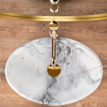 REA-U8567 - Lavabo sobre encimera LINDA 34x48,5 cm cerámica/decoración efecto mármol