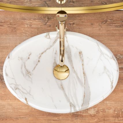 REA-U8568 - Lavabo sobre encimera LINDA 34x48,5 cm cerámica/efecto mármol