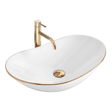 REA-U8570 - Lavabo sobre encimera ROYAL 36x62 cm cerámica/blanco brillante/dorado