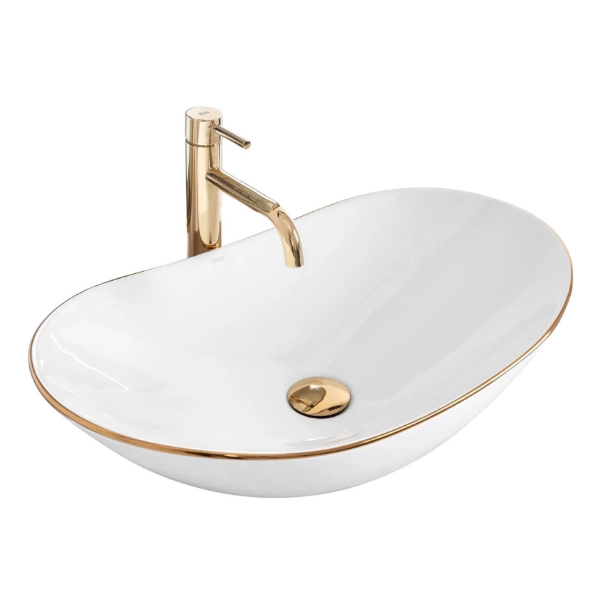 REA-U8570 - Lavabo sobre encimera ROYAL 36x62 cm cerámica/blanco brillante/dorado