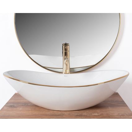REA-U8570 - Lavabo sobre encimera ROYAL 36x62 cm cerámica/blanco brillante/dorado