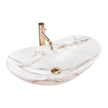 REA-U8597 - Lavabo sobre encimera ROYAL 36x62 cm cerámica con acabado efecto mármol