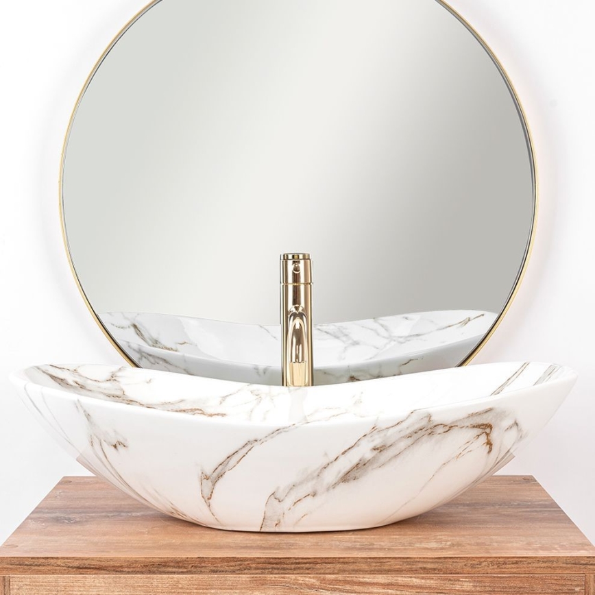 REA-U8597 - Lavabo sobre encimera ROYAL 36x62 cm cerámica con acabado efecto mármol