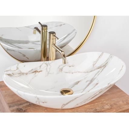 REA-U8597 - Lavabo sobre encimera ROYAL 36x62 cm cerámica con acabado efecto mármol