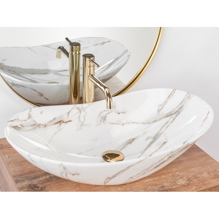 REA-U8597 - Lavabo sobre encimera ROYAL 36x62 cm cerámica con acabado efecto mármol