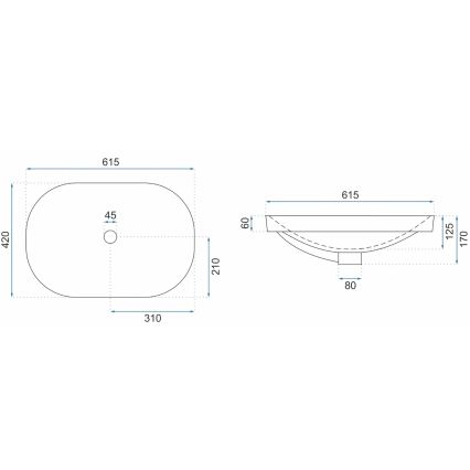 REA-U8700 - Lavabo para encimera ARLETA 42x61,5 cm cerámica/blanco brillante