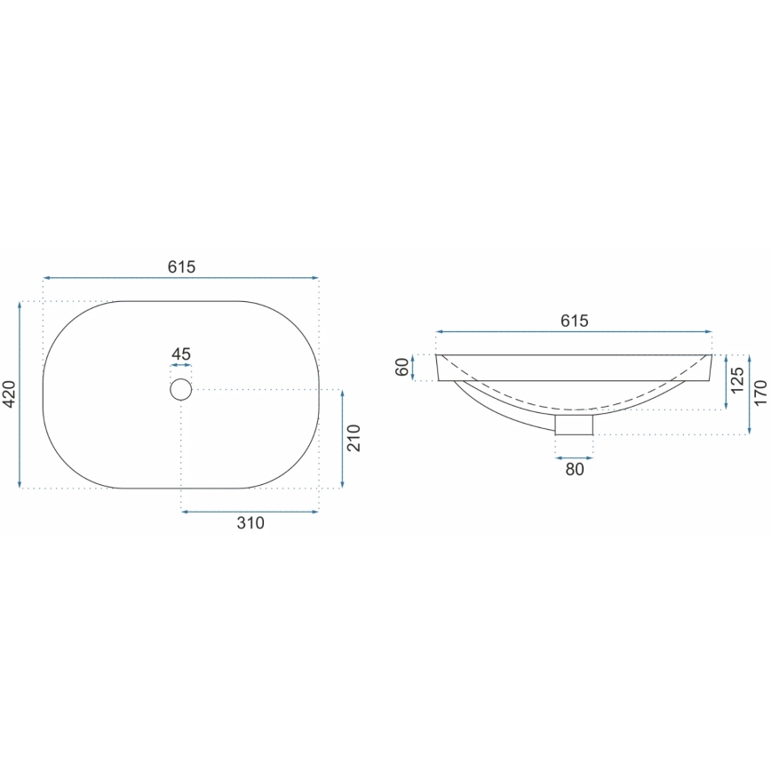 REA-U8700 - Lavabo para encimera ARLETA 42x61,5 cm cerámica/blanco brillante