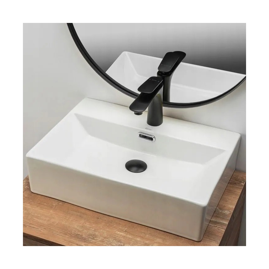 REA-U8701 - Lavabo para encimera BONITA 36x51 cm cerámica/blanco brillante