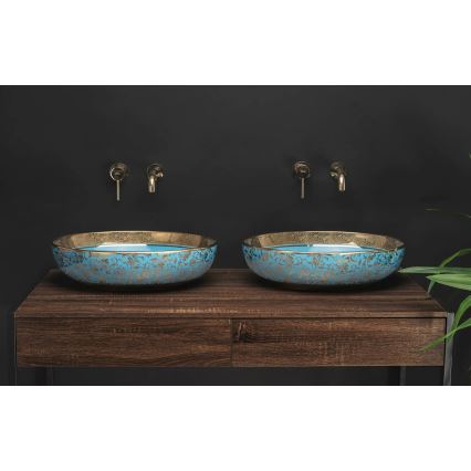 REA-U8709 - Lavabo sobre encimera MARGOT 40x52 cm cerámica/azul/dorado