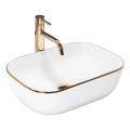 REA-U8736 - Lavabo sobre encimera BELINDA 33,5x46,5 cm cerámica/blanco/dorado