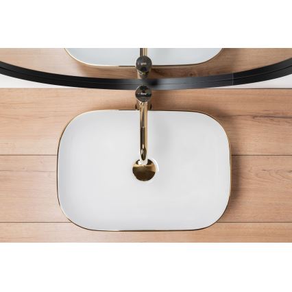 REA-U8736 - Lavabo sobre encimera BELINDA 33,5x46,5 cm cerámica/blanco/dorado
