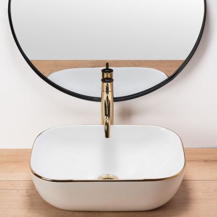 REA-U8736 - Lavabo sobre encimera BELINDA 33,5x46,5 cm cerámica/blanco/dorado