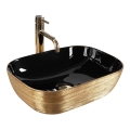 REA-U8780 - Lavabo sobre encimera BELINDA 33x46,5 cm cerámica/negro/dorado