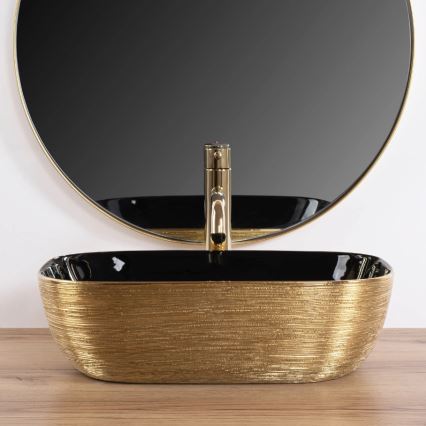 REA-U8780 - Lavabo sobre encimera BELINDA 33x46,5 cm cerámica/negro/dorado
