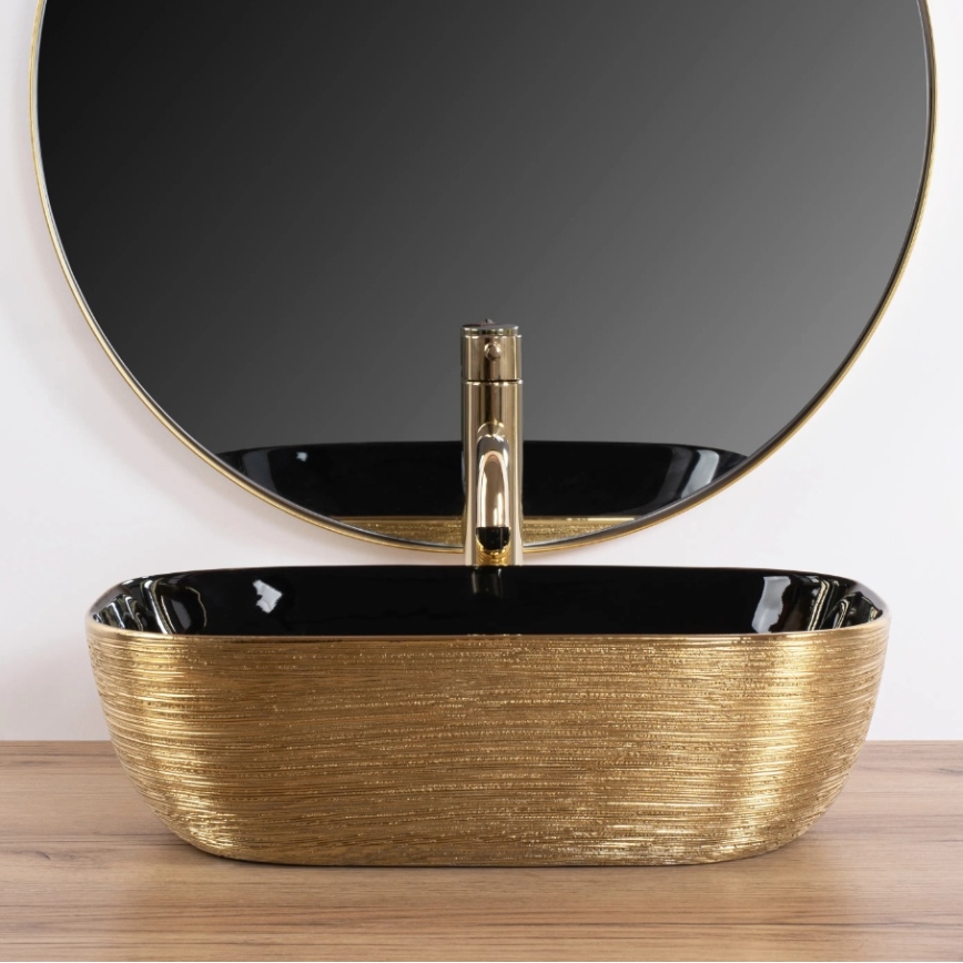 REA-U8780 - Lavabo sobre encimera BELINDA 33x46,5 cm cerámica/negro/dorado