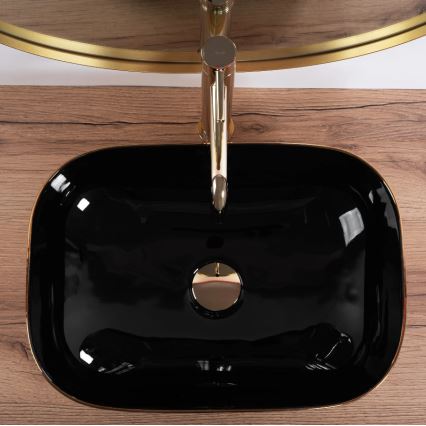 REA-U8780 - Lavabo sobre encimera BELINDA 33x46,5 cm cerámica/negro/dorado