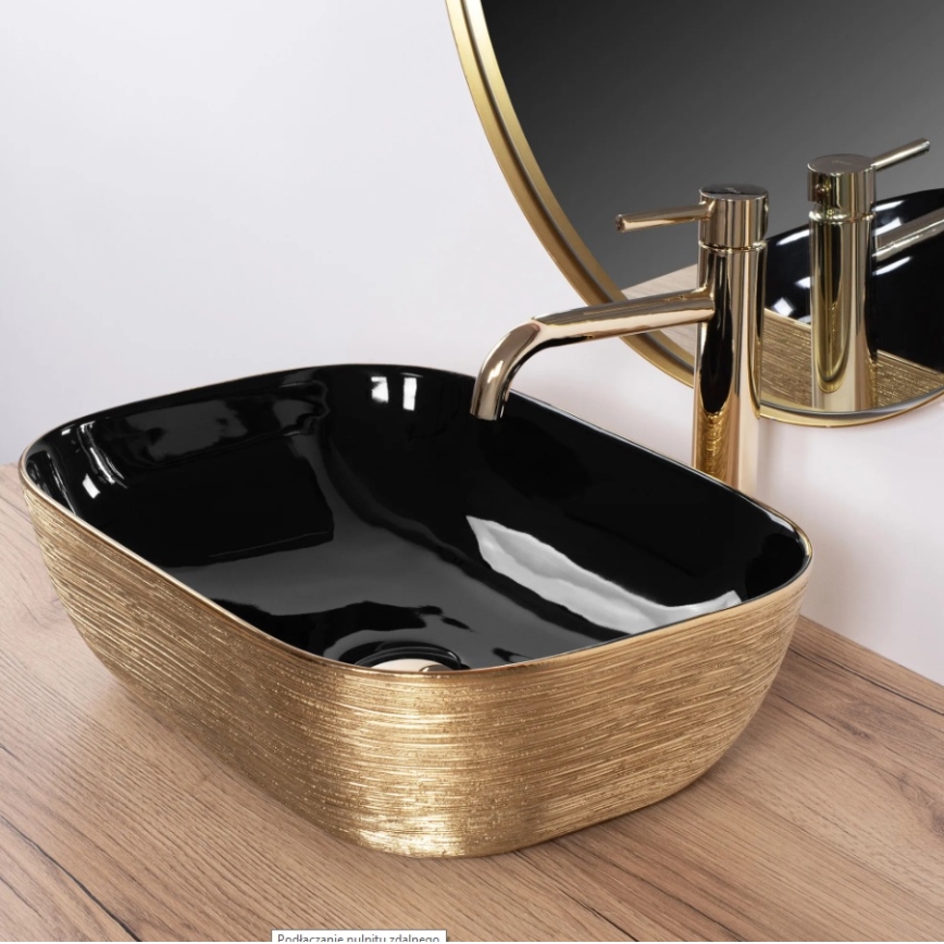 REA-U8780 - Lavabo sobre encimera BELINDA 33x46,5 cm cerámica/negro/dorado