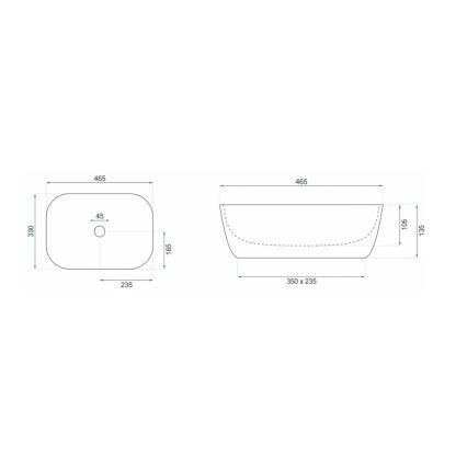 REA-U8780 - Lavabo sobre encimera BELINDA 33x46,5 cm cerámica/negro/dorado