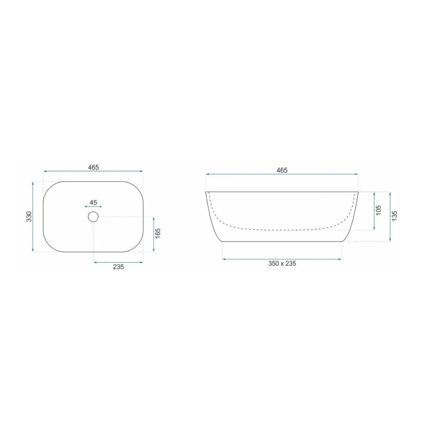 REA-U8780 - Lavabo sobre encimera BELINDA 33x46,5 cm cerámica/negro/dorado