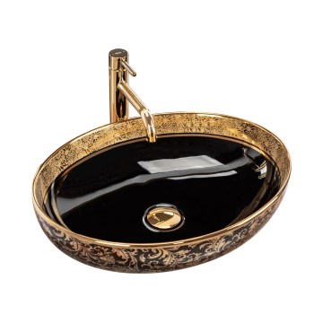 REA-U8978 - Lavabo sobre encimera MARGOT 40x52 cm cerámica/negro/oro