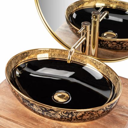 REA-U8978 - Lavabo sobre encimera MARGOT 40x52 cm cerámica/negro/oro