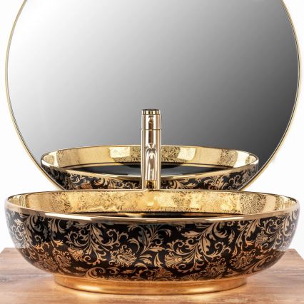 REA-U8978 - Lavabo sobre encimera MARGOT 40x52 cm cerámica/negro/oro