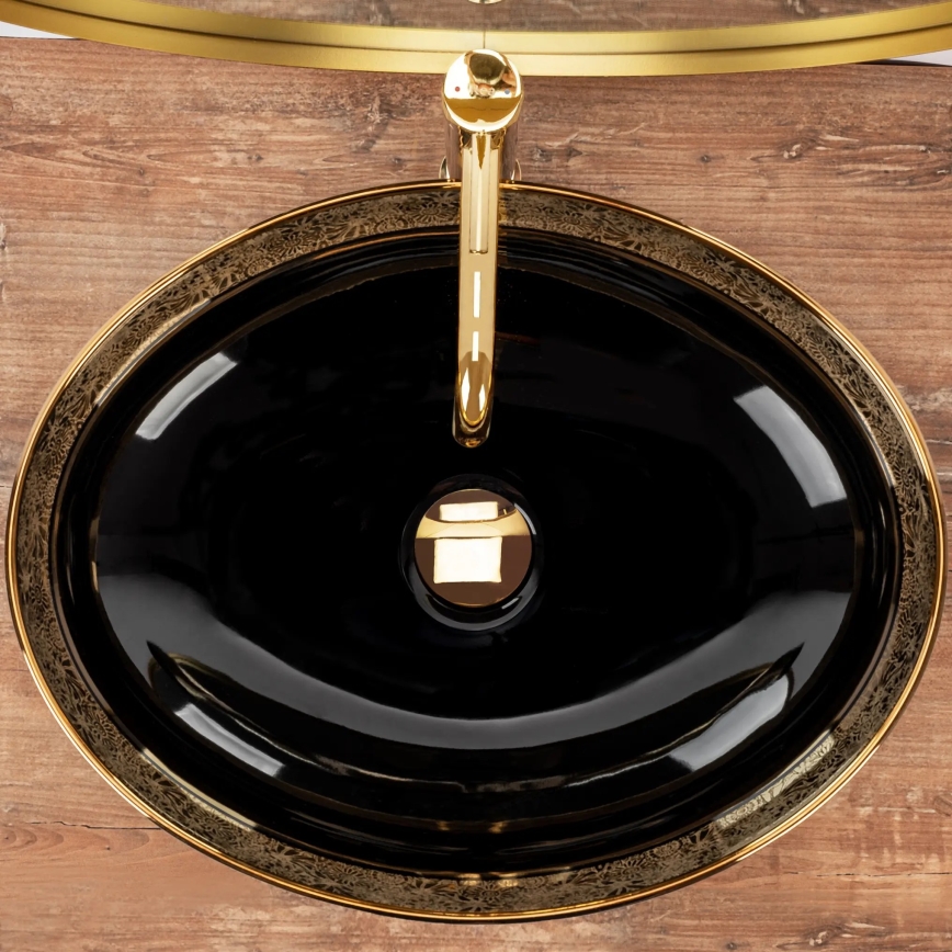 REA-U8978 - Lavabo sobre encimera MARGOT 40x52 cm cerámica/negro/oro