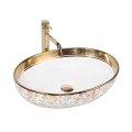 REA-U9650 - Lavabo sobre encimera MARGOT 40x52 cm cerámica/blanco/dorado