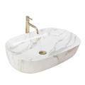 REA-U9656 - Lavabo para encimera CLEO 41x60,5 cm cerámica/decoración de mármol
