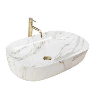 REA-U9656 - Lavabo para encimera CLEO 41x60,5 cm cerámica/decoración de mármol