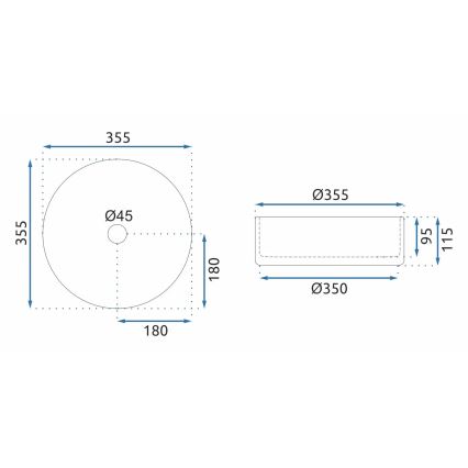 REA-U9670 - Lavabo de encimera CRISTAL 35,5 cm vidrio/transparente