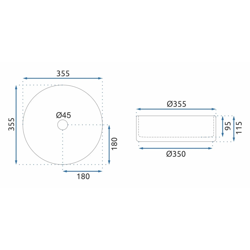 REA-U9670 - Lavabo de encimera CRISTAL 35,5 cm vidrio/transparente