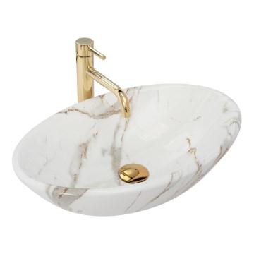 REA-U9685 - Lavabo de encimera PAMELA 33x53 cm cerámica/decoración efecto mármol