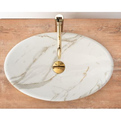 REA-U9685 - Lavabo de encimera PAMELA 33x53 cm cerámica/decoración efecto mármol