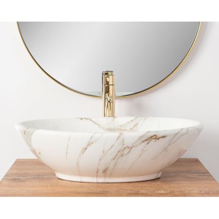 REA-U9685 - Lavabo de encimera PAMELA 33x53 cm cerámica/decoración efecto mármol