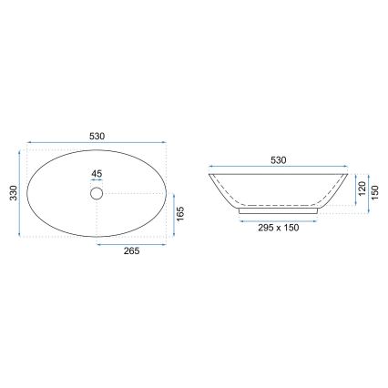REA-U9685 - Lavabo de encimera PAMELA 33x53 cm cerámica/decoración efecto mármol