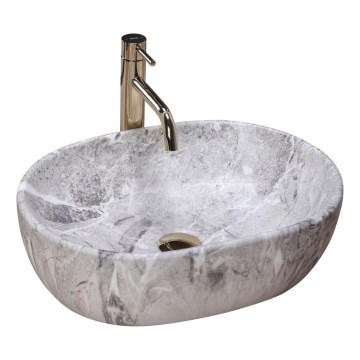 REA-U9888  - Lavabo sobre encimera LARA 35x48,5 cm, cerámica/imitación de piedra
